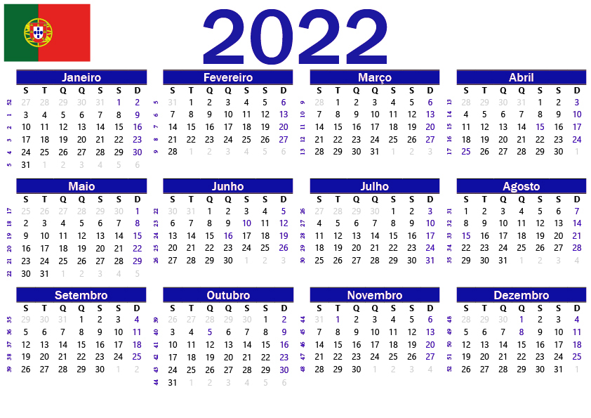 Calendário 2022 portugal