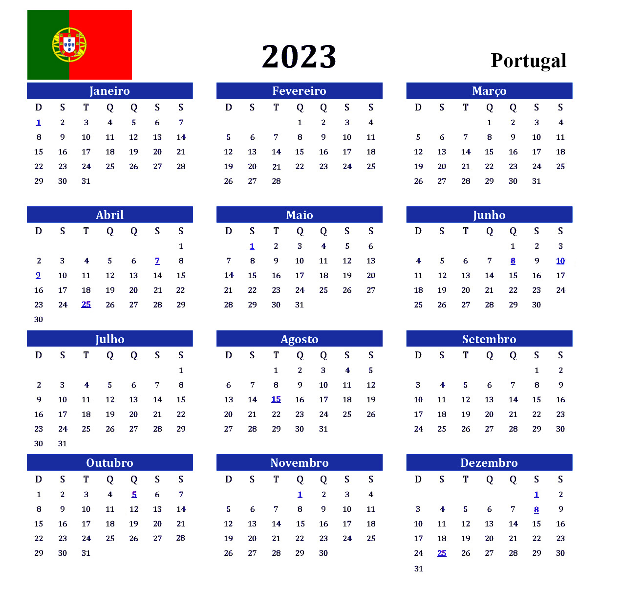 Calendário 2023 portugal